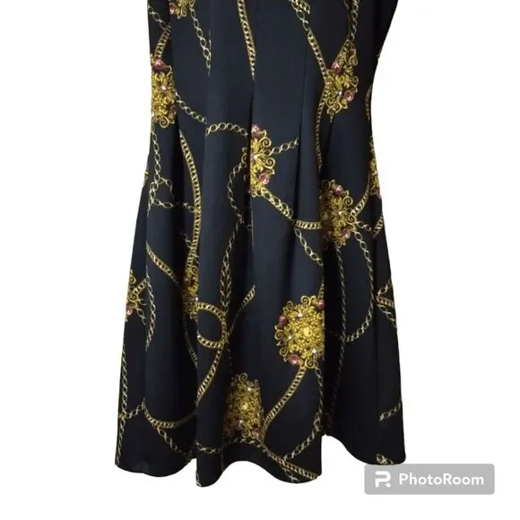 Enfocus Studio Chain Link Sleeveless Pleated Dress Sz 8 - Picture 3 of 6